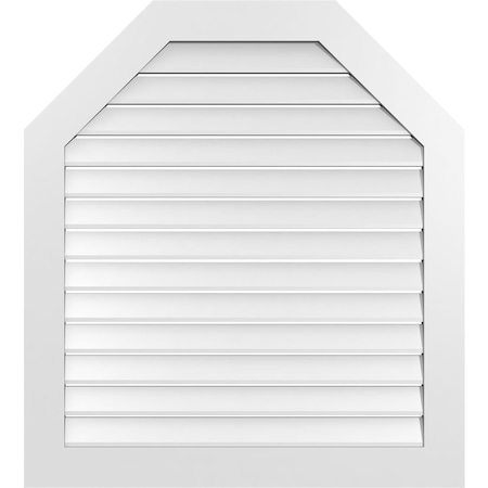 Ekena Millwork Octagonal Top Surface Mount PVC Gable Vent: Functional, w/ 3-1/2"W x 1"P Standard Frame, 38"W x 42"H GVPOT38X4201SF